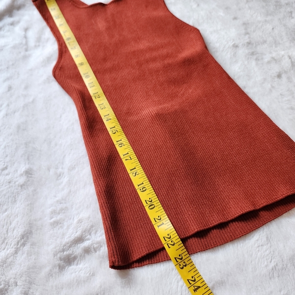 Zara rust brick orange-red thick sleeveless top cross open back Size M - Picture 4 of 7
